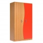 Wellentürenschrank, 190 cm hoch, 105x50 cm (B/T), Tür rechts rot, 